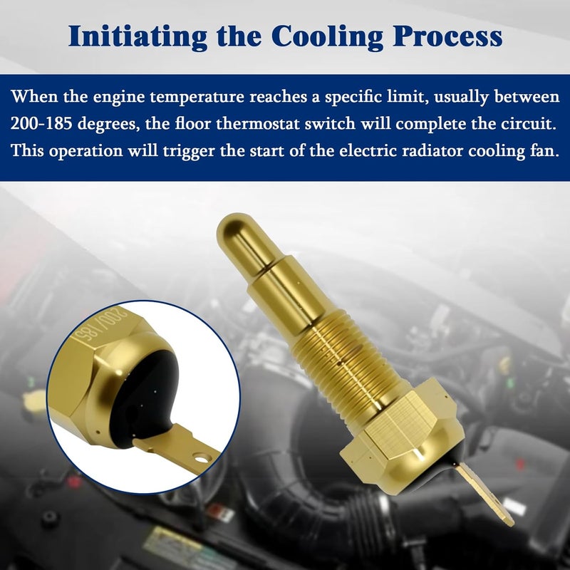 repustor Fan Thermostat Temperature Switch 1/8" NPT, 200'F On - 185'F Off, for Trucks Cars,Automotive Engine Electric Radiator Cooling Fan Temperature Switches Sensor - Image 5